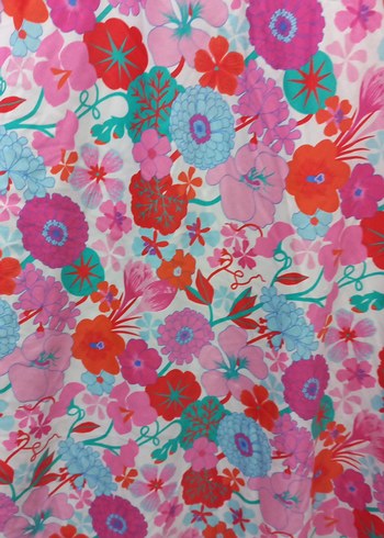 Renkli Bohem Çiçek Desenli Pembe kumaş - Görsel 4