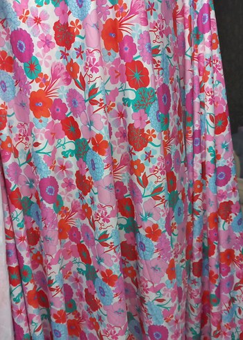 Renkli Bohem Çiçek Desenli Pembe kumaş - Görsel 2