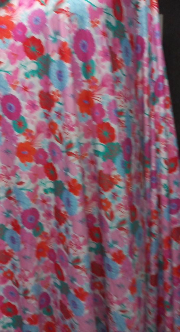 Renkli Bohem Çiçek Desenli Pembe kumaş - Görsel 5