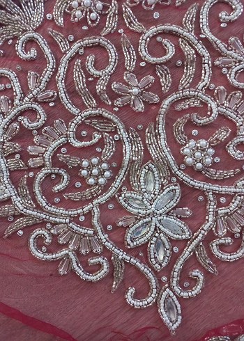 Osmanlı kaznak işi boncuk işlenmiş kumaş - Görsel 13