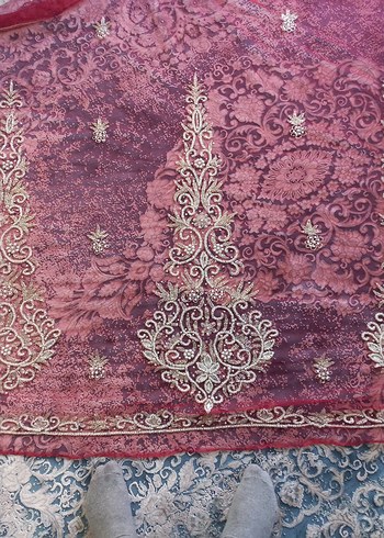 Osmanlı kaznak işi boncuk işlenmiş kumaş - Görsel 11