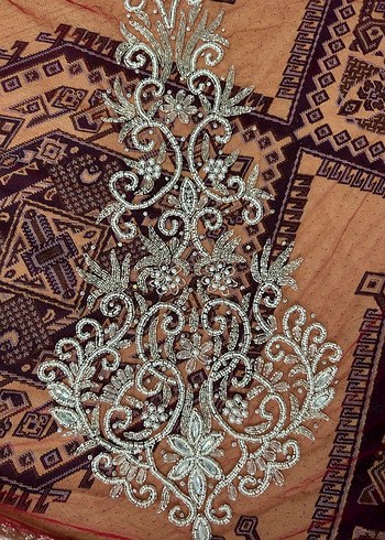 Osmanlı kaznak işi boncuk işlenmiş kumaş - Görsel 4