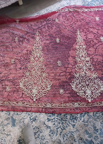 Osmanlı kaznak işi boncuk işlenmiş kumaş - Görsel 15