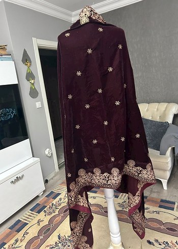 Bordo Nakışlı boyun şalı çokkkk güzel - Görsel 6
