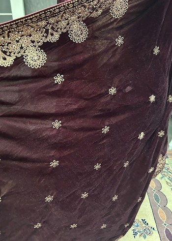 Bordo Nakışlı boyun şalı çokkkk güzel - Görsel 12