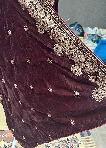 Bordo Nakışlı boyun şalı çokkkk güzel - Görsel 11