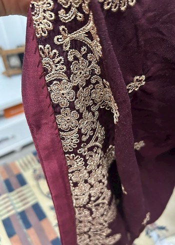Bordo Nakışlı boyun şalı çokkkk güzel - Görsel 9