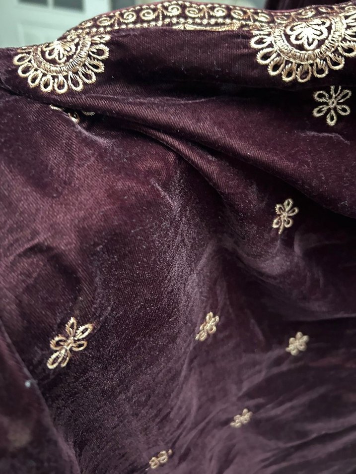 Bordo Nakışlı boyun şalı çokkkk güzel - Görsel 5