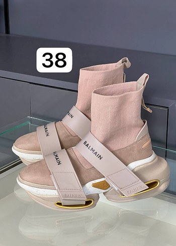 Pembe Platform Topuklu Balmain Kadın Spor Ayakkabı