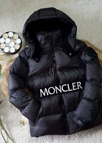 Siyah Moncler Kapüşonlu Erkek Mont
