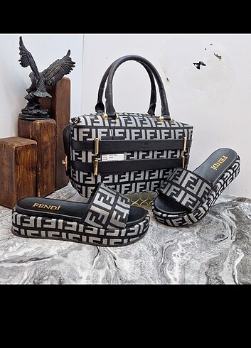 Fendi çanta terlik ikili takim