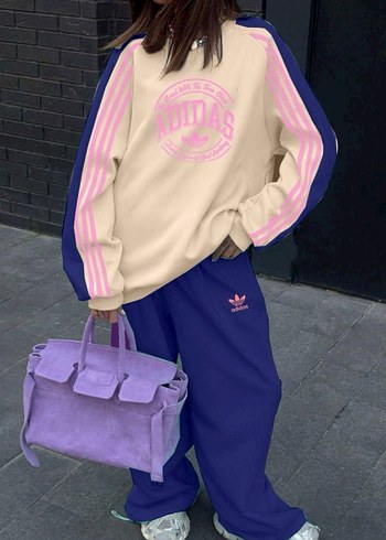 Siyah Pembe Adidas Rahat Kesim Eşofman Takımı - Görsel 4