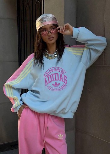 Siyah Pembe Adidas Rahat Kesim Eşofman Takımı - Görsel 5