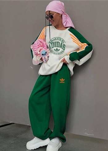 Siyah Pembe Adidas Rahat Kesim Eşofman Takımı - Görsel 6