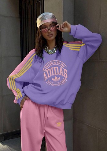 Siyah Pembe Adidas Rahat Kesim Eşofman Takımı - Görsel 9