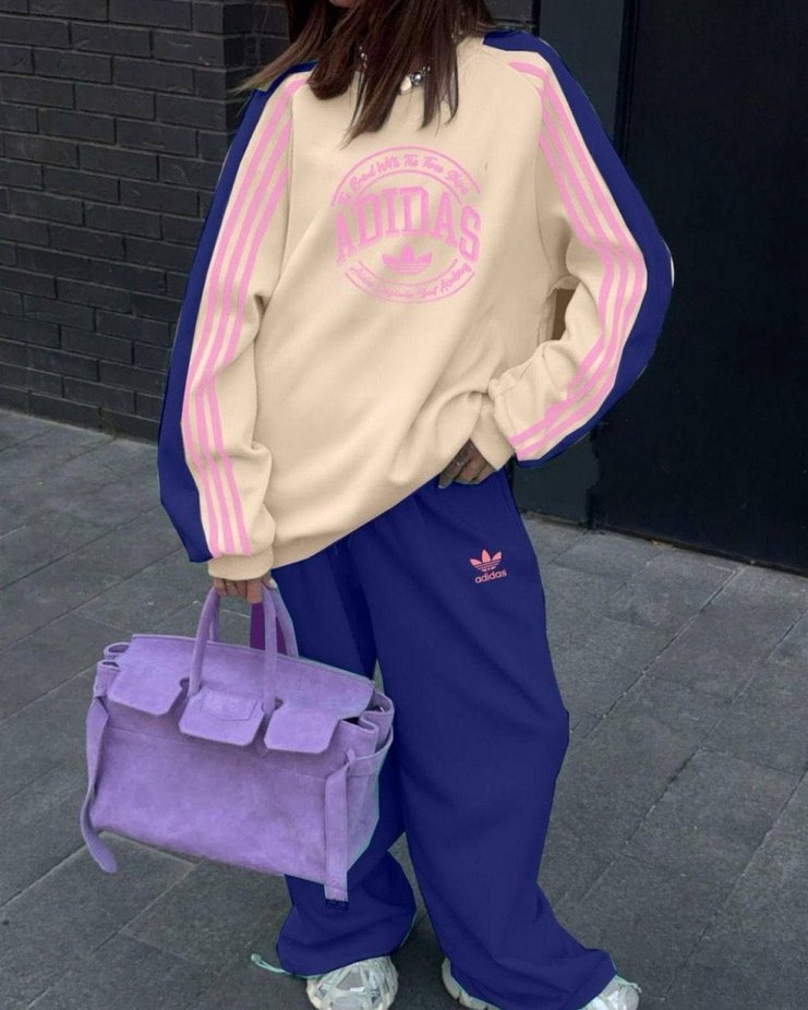 Siyah Pembe Adidas Rahat Kesim Eşofman Takımı - Görsel 4