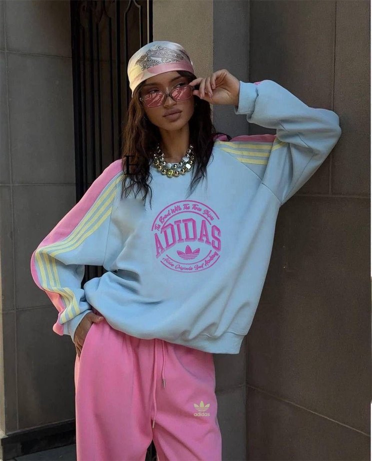 Siyah Pembe Adidas Rahat Kesim Eşofman Takımı - Görsel 5