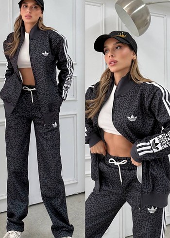 adidasi Leopar Desenli Kadın Eşofman Takımı - Görsel 4