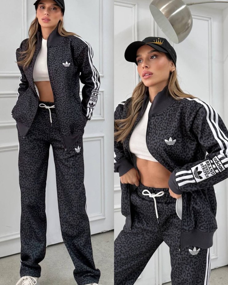 adidasi Leopar Desenli Kadın Eşofman Takımı - Görsel 4
