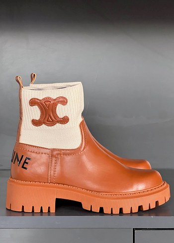 Siyah Deri Nakışlı Kadın Bot celine - Görsel 5