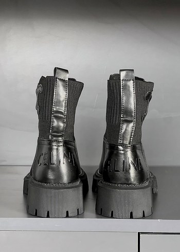 Siyah Deri Nakışlı Kadın Bot celine - Görsel 2