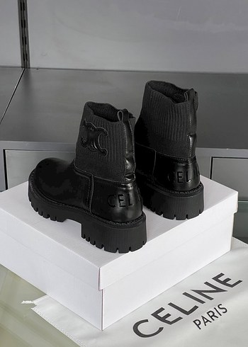 Siyah Deri Nakışlı Kadın Bot celine - Görsel 3