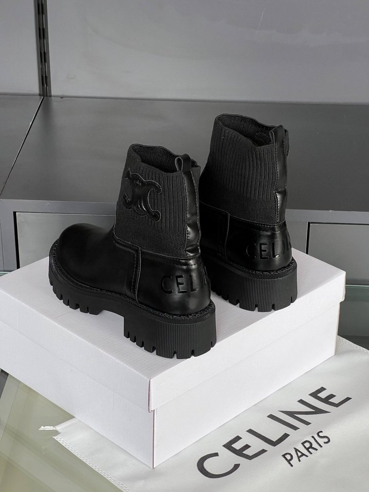 Siyah Deri Nakışlı Kadın Bot celine - Görsel 3