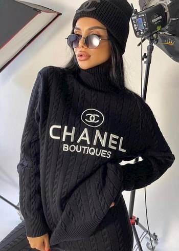 CHANEL Siyah Örgü Boğazlı Triko Takım - Görsel 3