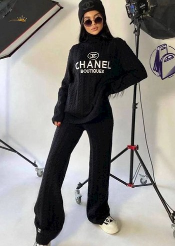 CHANEL Siyah Örgü Boğazlı Triko Takım - Görsel 2