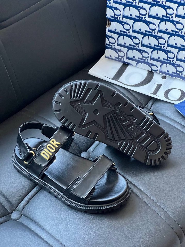 Dior Siyah Erkek Deri Tokalı Sandalet - Görsel 3