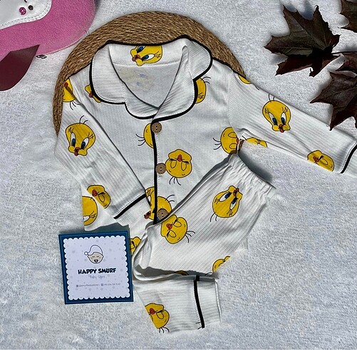 Tweety Baskılı Raporlu Pijama takımı