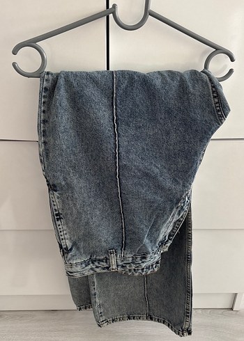 Kadın Mavi Bol Kesim Midi Kot Pantolon ( sayfada yelekte var) - Görsel 2