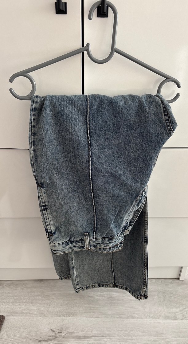 Kadın Mavi Bol Kesim Midi Kot Pantolon ( sayfada yelekte var) - Görsel 2