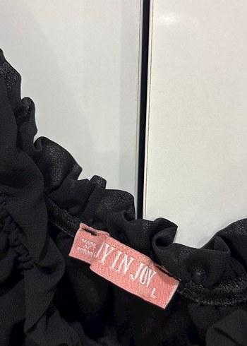 Siyah Mini Gösterişli Geniş Yaka Bluz - Görsel 2