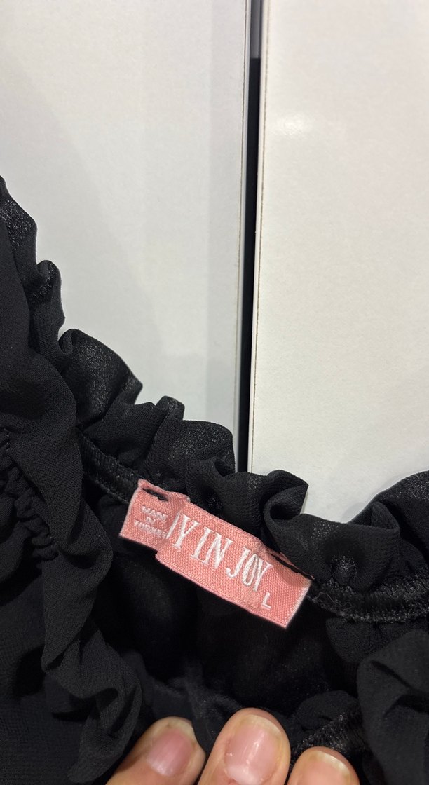 Siyah Mini Gösterişli Geniş Yaka Bluz - Görsel 2