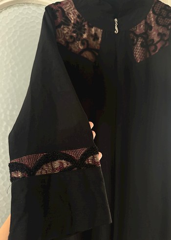 42 Beden siyah Renk Nakışlı Siyah Uzun Kollu Gotik Kadın Elbisesi