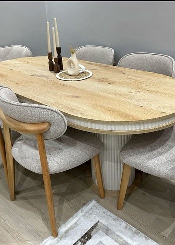 Diğer Diger Beyaz Desenli Modern Yemek Masası