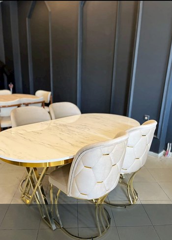  Beden Diger Beyaz Desenli Modern Yemek Masası