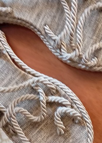 Linen Zincir Detaylı Bohem Halat  Kadın Sandalet - Görsel 4