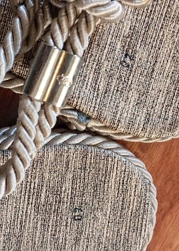 Linen Zincir Detaylı Bohem Halat  Kadın Sandalet - Görsel 9