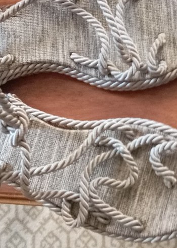 Linen Zincir Detaylı Bohem Halat  Kadın Sandalet - Görsel 5