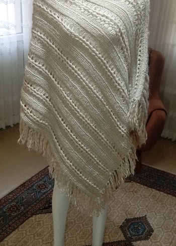 Örgü Bohem Tiftik yünlü Panço - Görsel 5