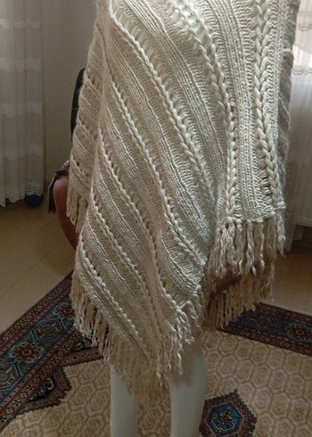 Örgü Bohem Tiftik yünlü Panço - Görsel 14