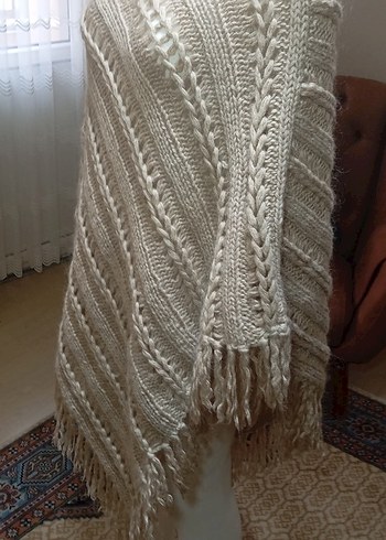 Örgü Bohem Tiftik yünlü Panço - Görsel 13