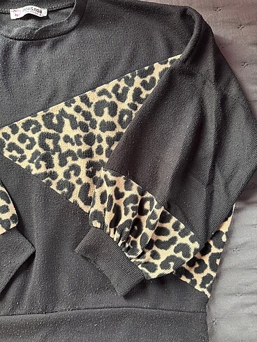 s Beden leoparlı sweatshirt balon kol