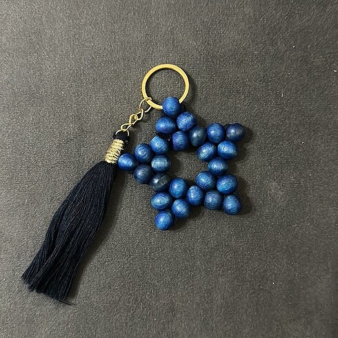 Ahşap boncuklu yıldız anahtarlık