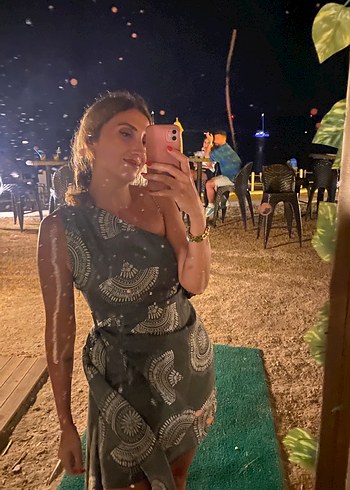 38 Beden Bohem Tarz Mini keten Elbise