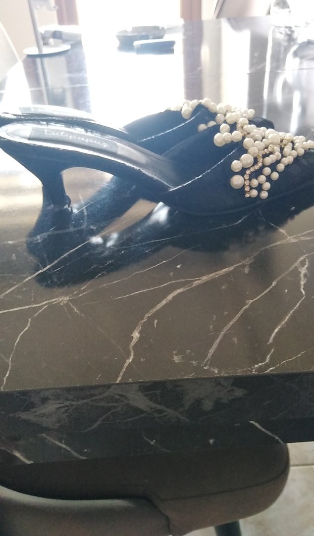 İnci İşlemeli Siyah Stiletto Kadın Ayakkabı - Görsel 2