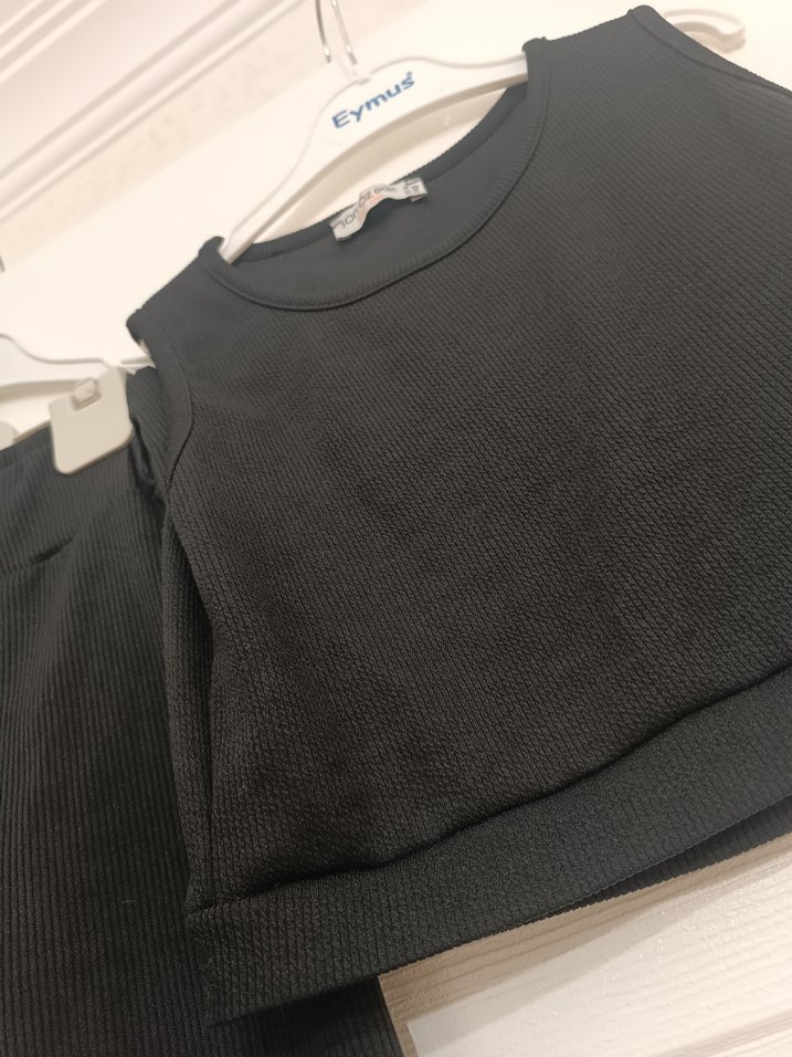 Kız Siyah Pamuklu Kolsuz Takım - Görsel 2