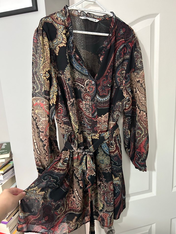 Zara Desenli Mini Elbise - Görsel 2